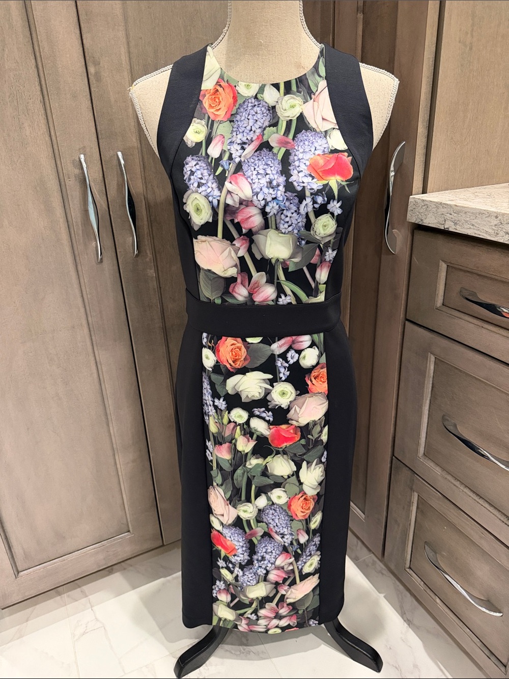 Ted Baker London Black Floral Panel Sheath Dress